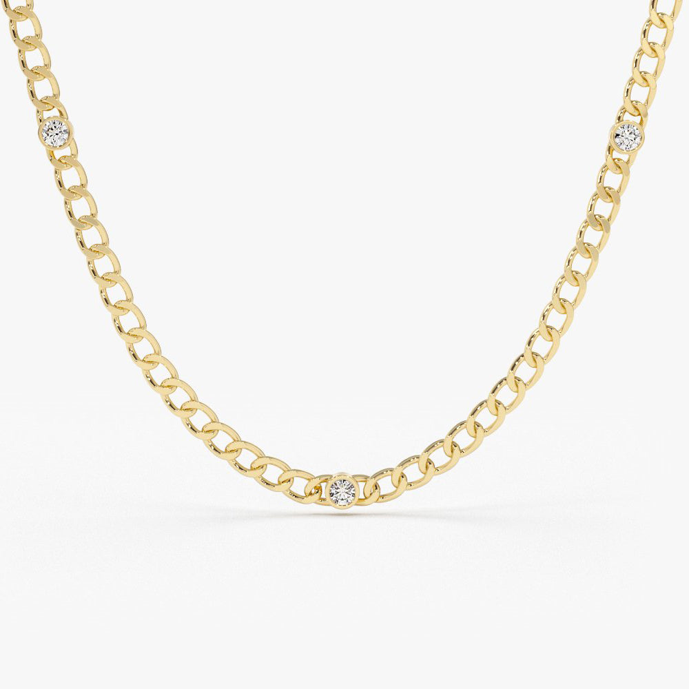 0.07CT Bezel Set Round Cut Diamond Chain Necklace  customdiamjewel   