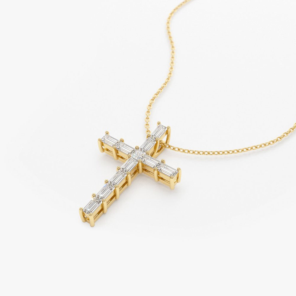 0.38CTW Baguette Diamond Cross Necklace