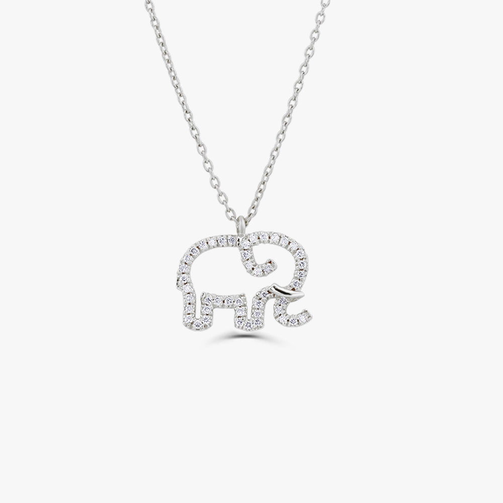 0.22CTW Diamond Elephant Necklace  customdiamjewel 10KT White Gold VVS-EF