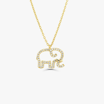 0.22CTW Diamond Elephant Necklace  customdiamjewel 10KT Yellow Gold VVS-EF
