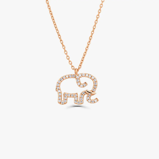 0.22CTW Diamond Elephant Necklace  customdiamjewel 10KT Rose Gold VVS-EF