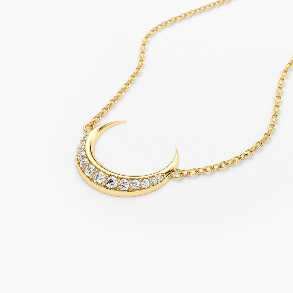 0.26CTW Diamond Crescent Moon Necklace  customdiamjewel   