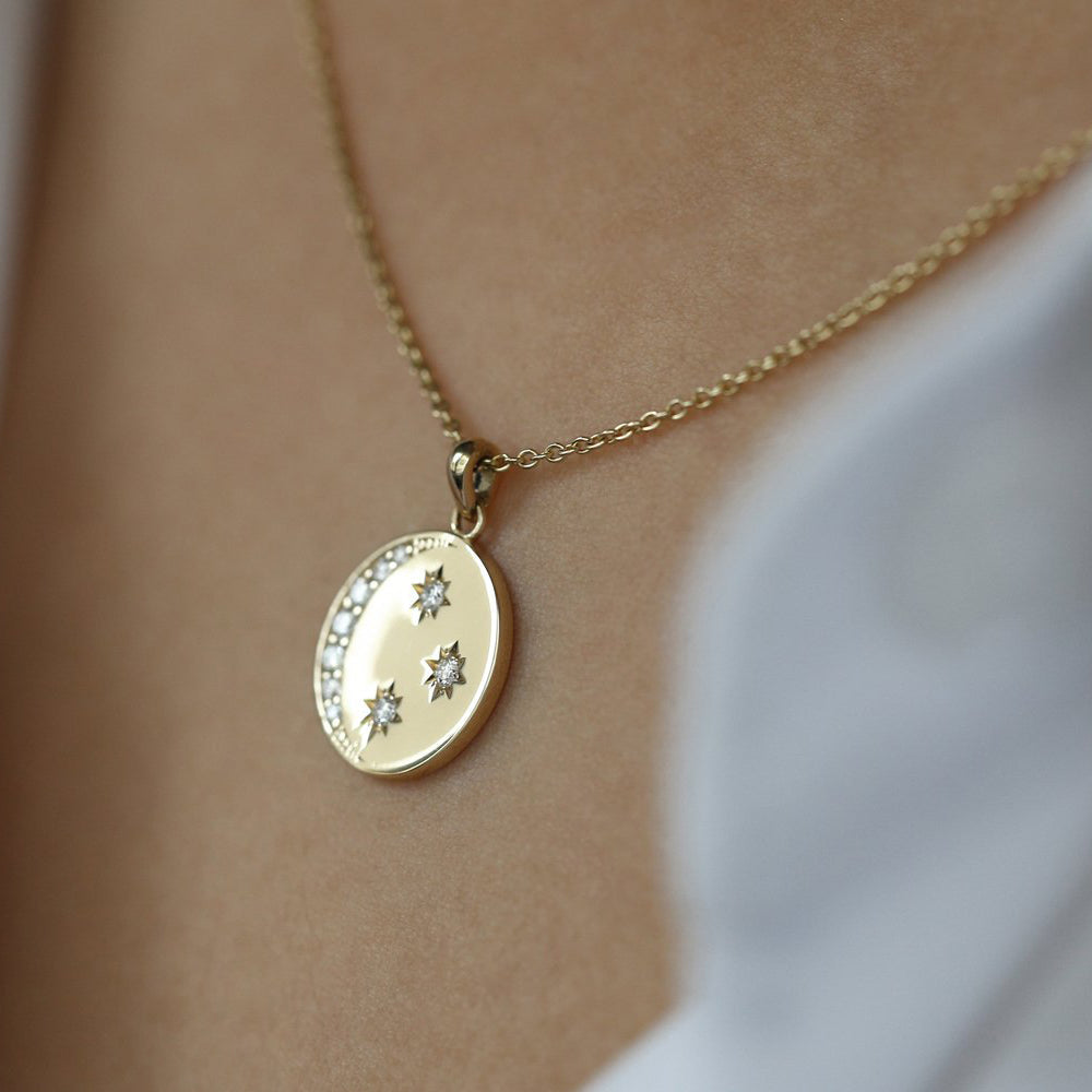 0.23CTW Diamond Moon and Crescent Necklace  customdiamjewel   