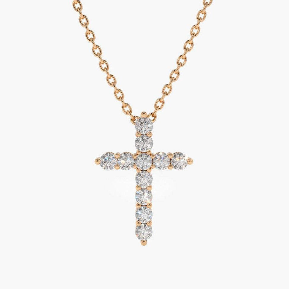 0.35CTW Diamond Cross Necklace  customdiamjewel 10KT Rose Gold VVS-EF