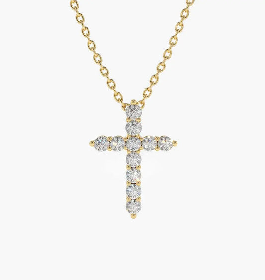 0.35CTW Diamond Cross Necklace  customdiamjewel 10KT Yellow Gold VVS-EF