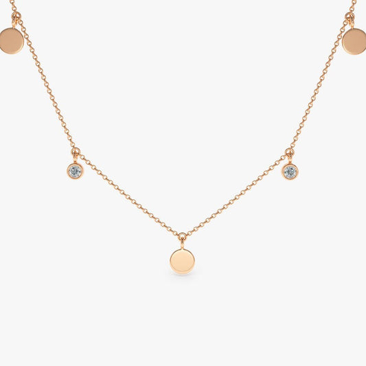 0.08CTW Dangling Diamond Necklace  customdiamjewel 10KT Rose Gold VVS-EF