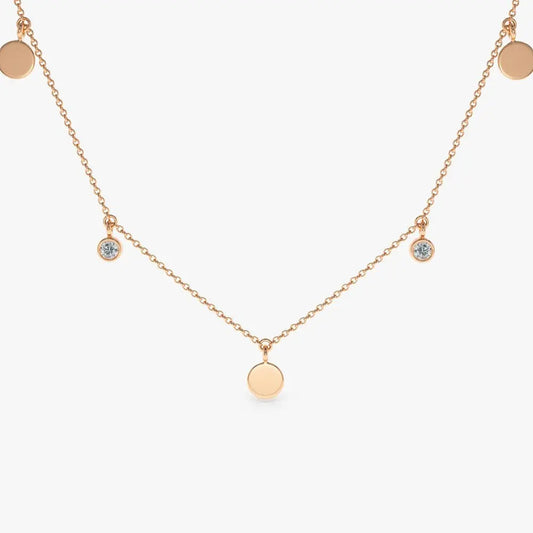 0.08CTW Dangling Diamond Necklace  customdiamjewel 10KT Rose Gold VVS-EF
