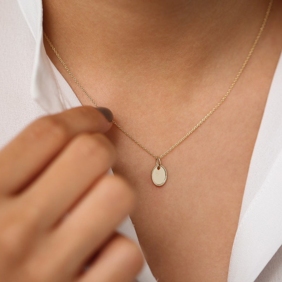 14K Gold Mini Oval Necklace  customdiamjewel   
