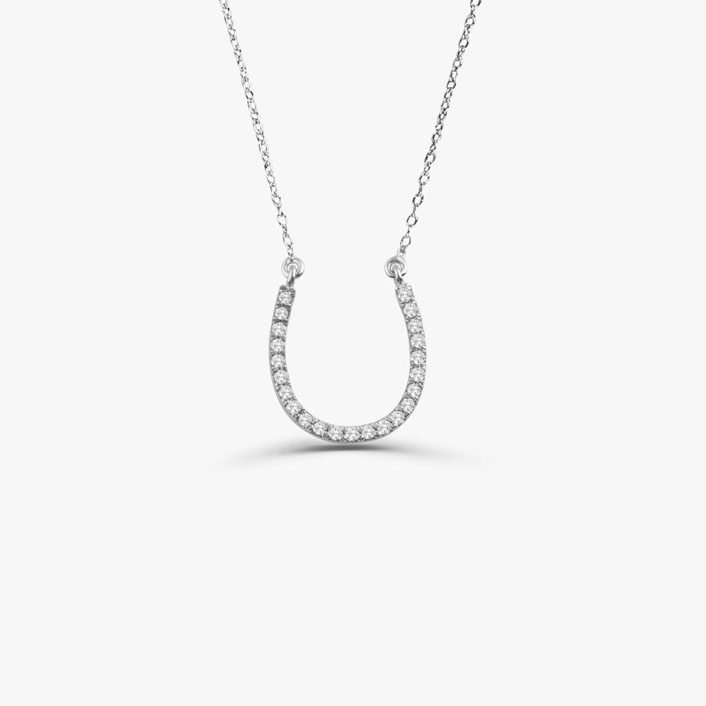 0.18CTW Diamond Horseshoe Necklace  customdiamjewel 10KT White Gold VVS-EF