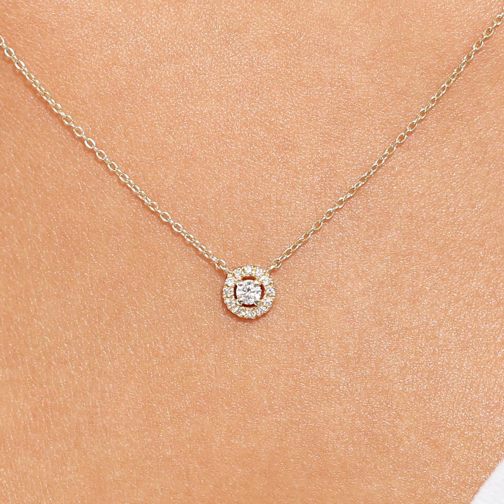 0.15CTW Mini Diamond Halo Necklace  customdiamjewel   