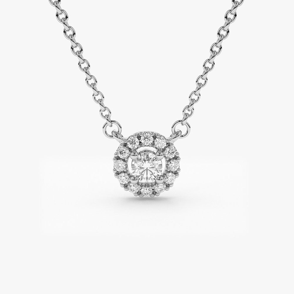 0.15CTW Mini Diamond Halo Necklace  customdiamjewel 10KT White G0ld VVS-EF