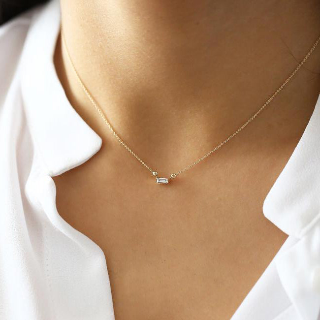 0.15CTW Baguette Diamond Necklace  customdiamjewel   
