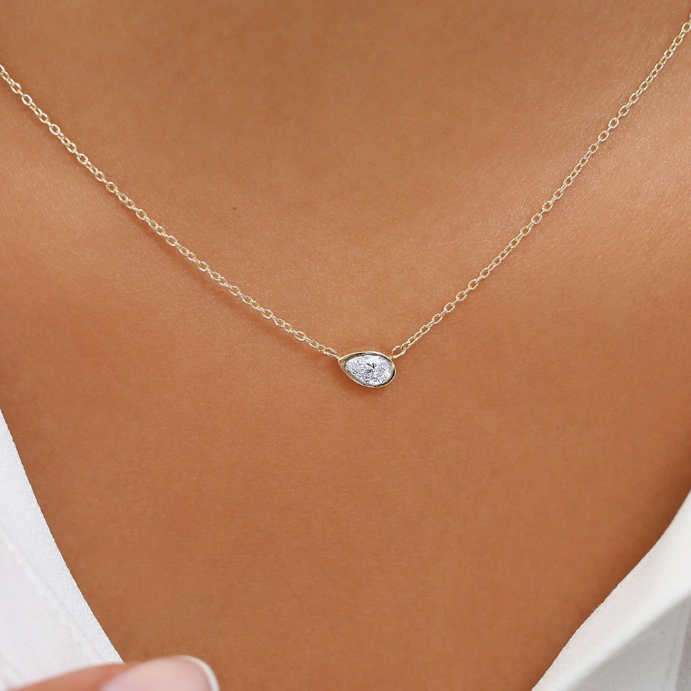 0.23CTW Pear Shape Diamond Necklace