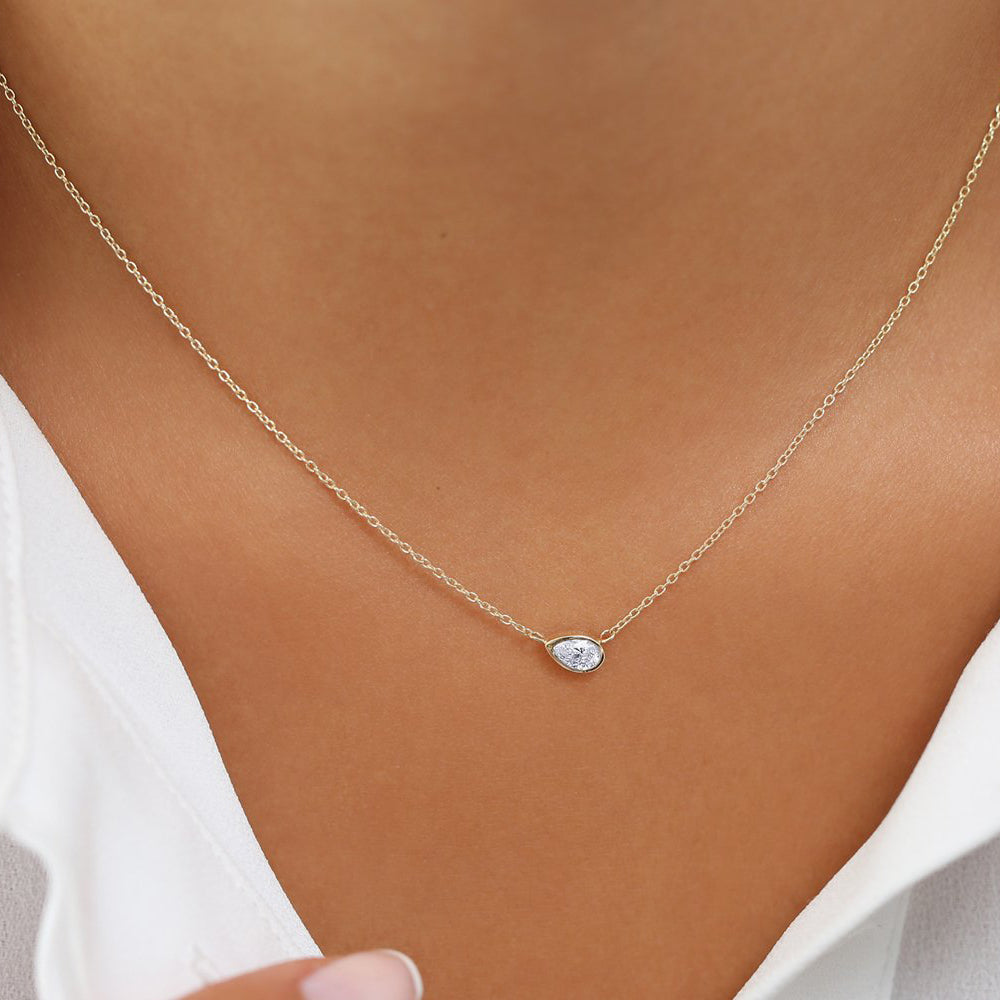 0.23CTW Pear Shape Diamond Necklace  customdiamjewel   