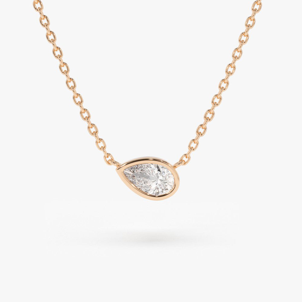 0.23CTW Pear Shape Diamond Necklace  customdiamjewel 10KT Rose Gold VVS-EF