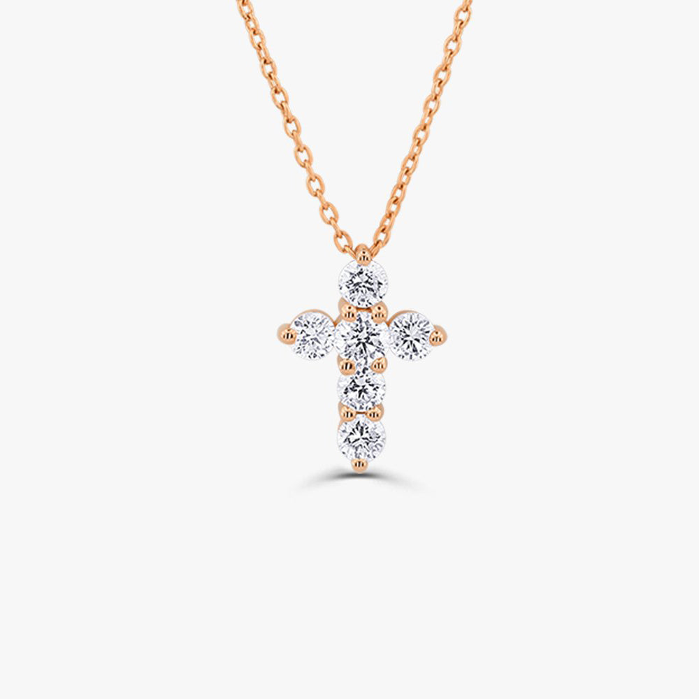 0.42CTW Diamond Cross Necklace  customdiamjewel 10KT Rose Gold VVS-EF