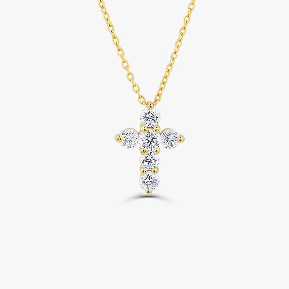 0.42CTW Diamond Cross Necklace  customdiamjewel 10KT Yellow Gold VVS-EF
