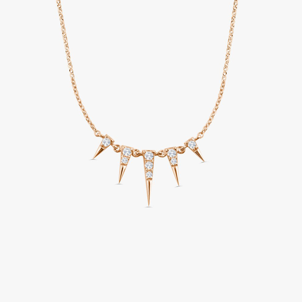 0.18CTW Diamond Spike Necklace  customdiamjewel 10KT Rose Gold VVS-EF