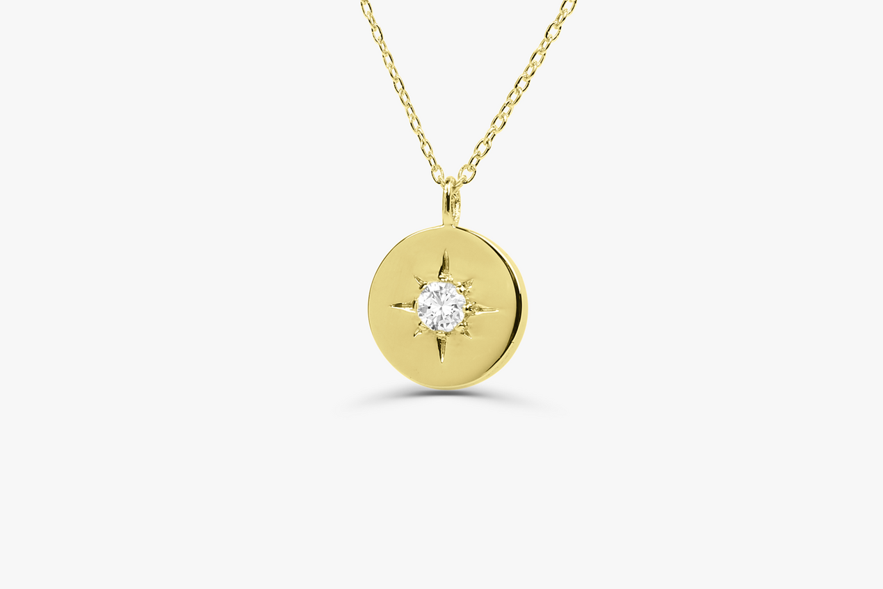 0.05CTW Northstar Diamond Necklace  customdiamjewel 10KT Yellow Gold VVS-EF