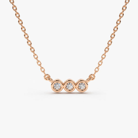 0.10CTW Bezel Set Diamond Necklace  customdiamjewel 10KT Rose Gold VVS-EF