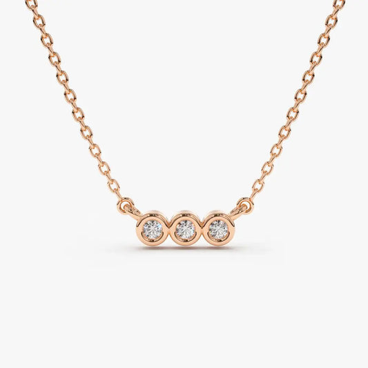 0.10CTW Bezel Set Diamond Necklace  customdiamjewel 10KT Rose Gold VVS-EF