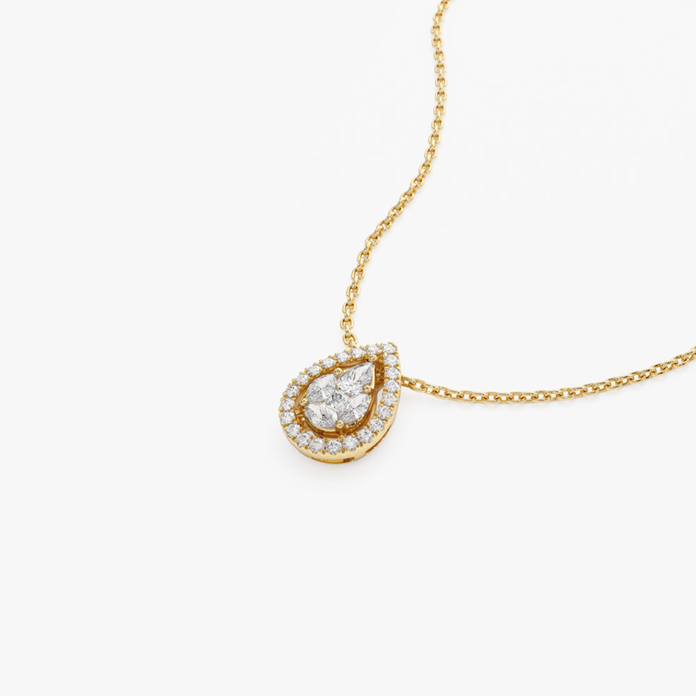 0.25CTW Pear Shaped Halo Diamond Necklace  customdiamjewel   