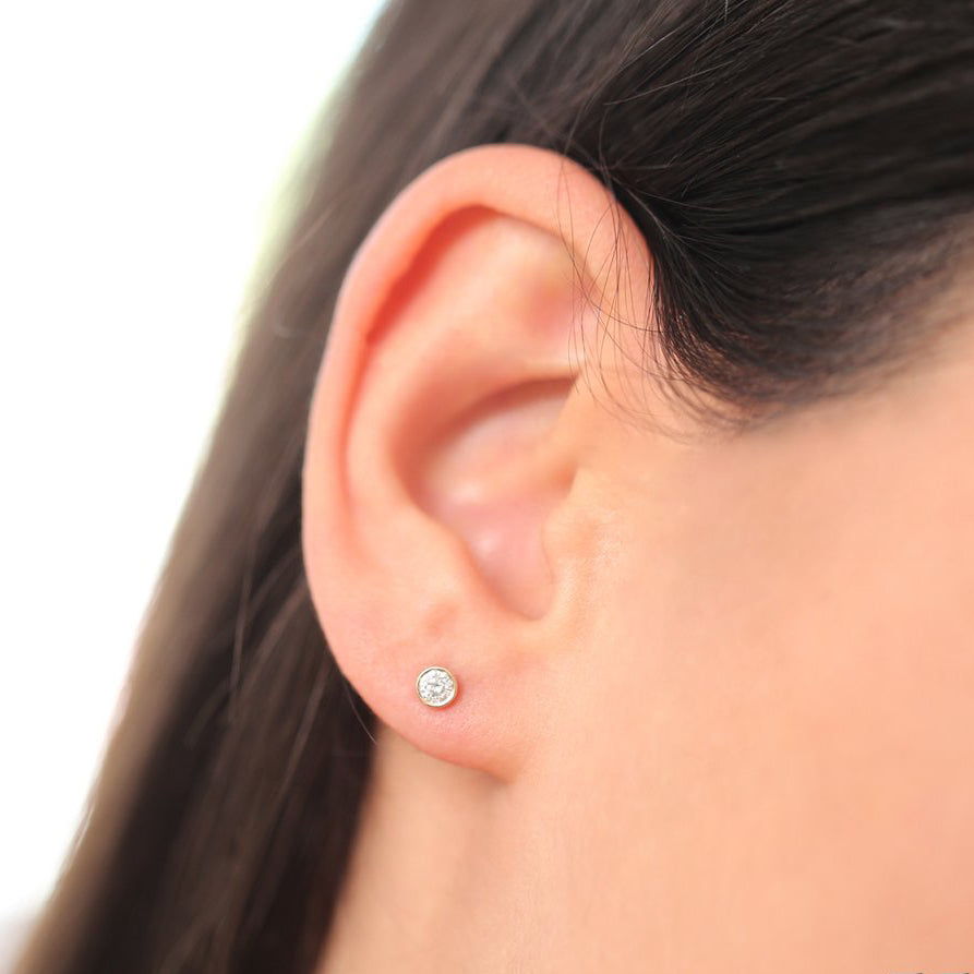 0.20CTW Bezel Set Diamond Stud Earrings