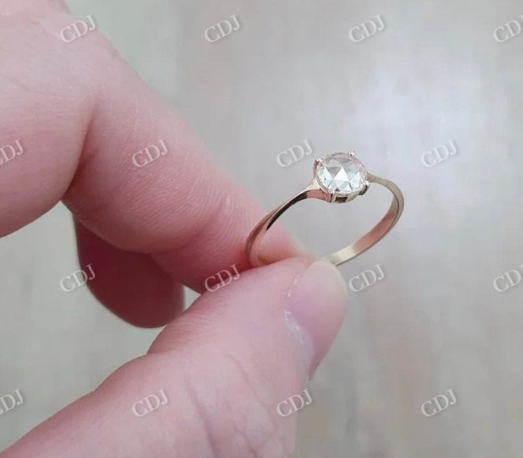 6mm Round Cut Rose Cut White colorless Moissanite Ring  customdiamjewel   