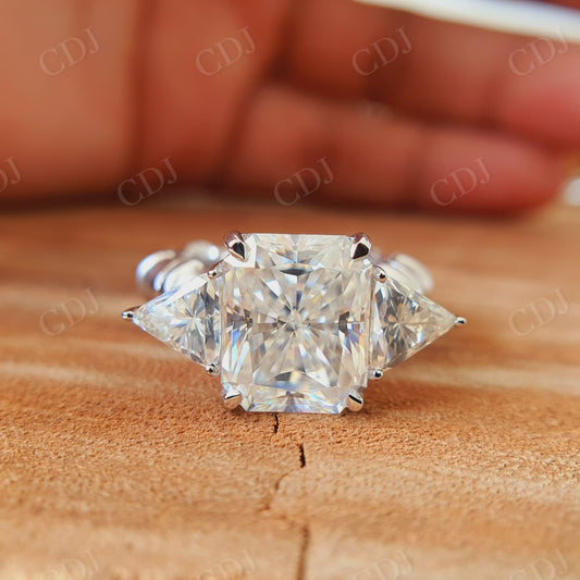 4.12CT Radiant Cut Three Stone Moissanite Engagement Ring  customdiamjewel   