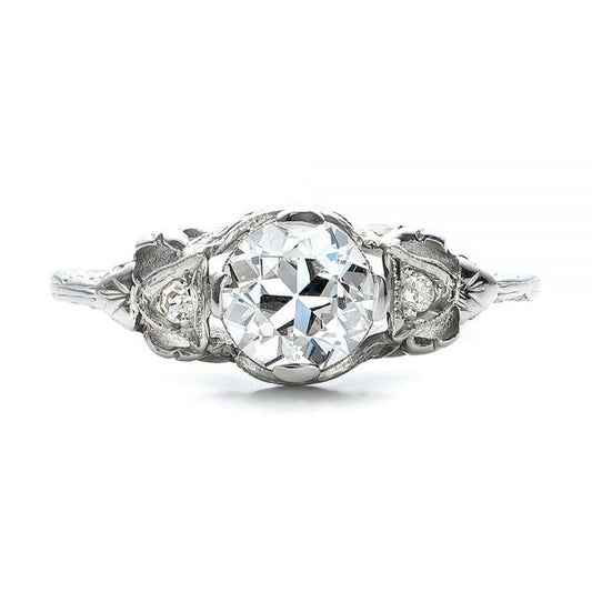 Art Deco Moissanite Engagement Ring  customdiamjewel 10KT White Gold VVS-EF