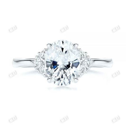 Oval Cut Moissanite Cluster Engagement Ring  customdiamjewel 10KT White Gold VVS-EF