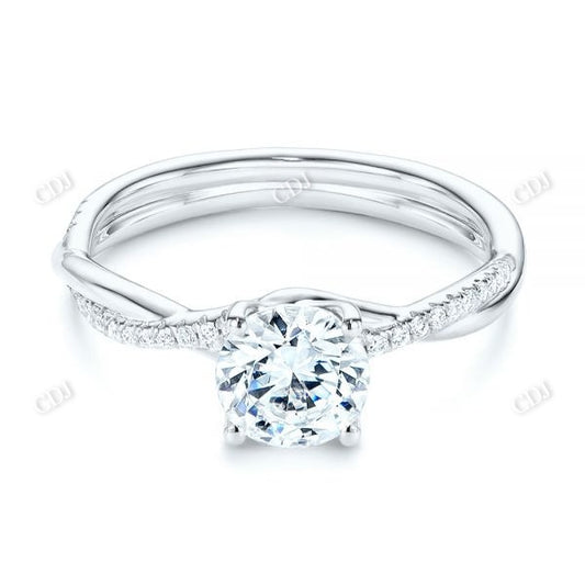 1 CT Round Cut Moissanite Twist Shank Engagement Ring  customdiamjewel 10KT White Gold VVS-EF