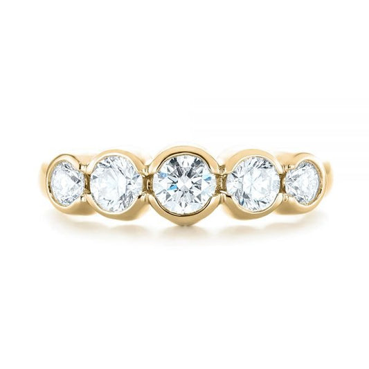 Five Stone Moissanite Wedding Band  customdiamjewel 10KT Yellow Gold VVS-EF