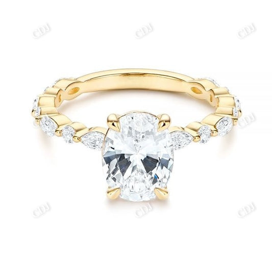 Antique Oval Cut Moissanite Engagement Ring  customdiamjewel 10KT Yellow Gold VVS-EF