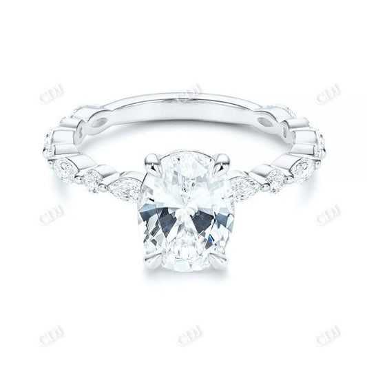 Antique Oval Cut Moissanite Engagement Ring  customdiamjewel 10KT White Gold VVS-EF
