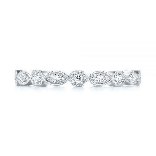 Milgrain Moissanite Eternity Wedding Band  customdiamjewel 10KT White Gold VVS-EF