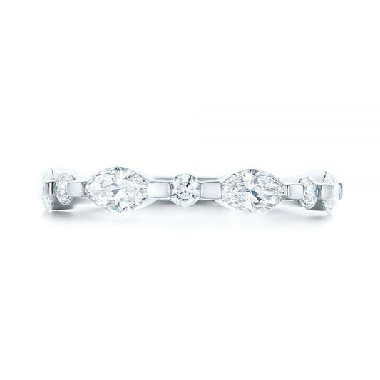 Half Eternity Marquise Share Prong Moissanite Wedding Band  customdiamjewel 10KT White Gold VVS-EF