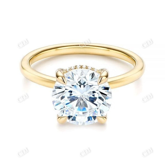 Round Cut Hidden Halo Moissanite Engagement Ring  customdiamjewel 10KT Yellow Gold VVS-EF