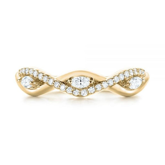 Marquise Accents Moissanite Wedding Band  customdiamjewel 10KT Yellow Gold VVS-EF
