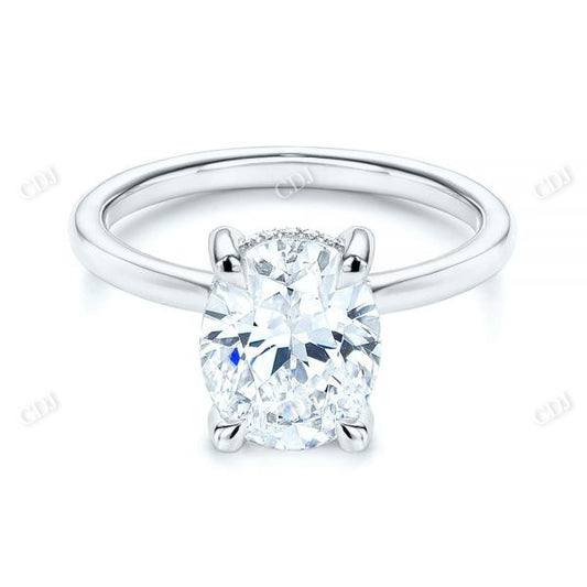 Oval Cut Moissanite Hidden Halo Engagement Ring  customdiamjewel 10KT White Gold VVS-EF
