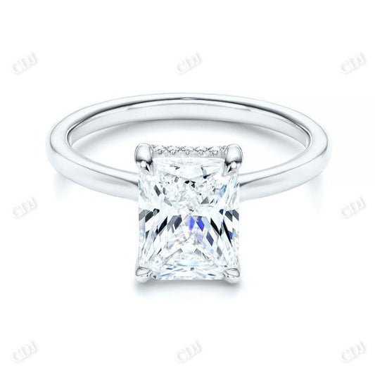 2.50 CT Radiant Cut Moissanite Hidden Halo Engagement Ring  customdiamjewel 10KT White Gold VVS-EF