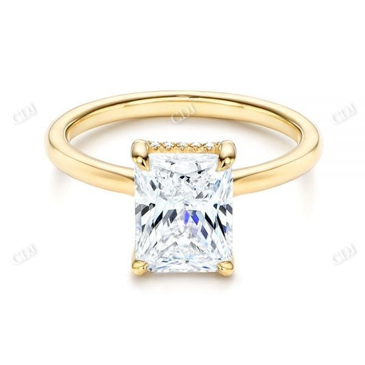 2.50 CT Radiant Cut Moissanite Hidden Halo Engagement Ring  customdiamjewel 10KT Yellow Gold VVS-EF