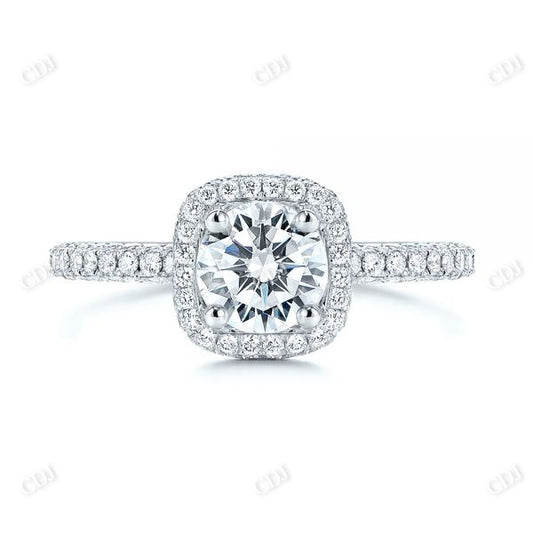 14K White Gold Round Moissanite Halo Engagement Ring  customdiamjewel 10KT White Gold VVS-EF