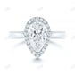 Pear Cut Halo Moissanite Hand Engraved Engagement Ring  customdiamjewel   