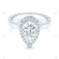 Pear Cut Halo Moissanite Hand Engraved Engagement Ring  customdiamjewel   