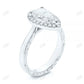 Pear Cut Halo Moissanite Hand Engraved Engagement Ring  customdiamjewel 10KT White Gold VVS-EF
