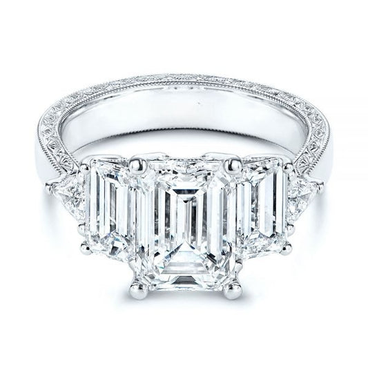 5 Stone Moissanite Bridge Setting Engagement Ring  customdiamjewel 10KT White Gold VVS-EF