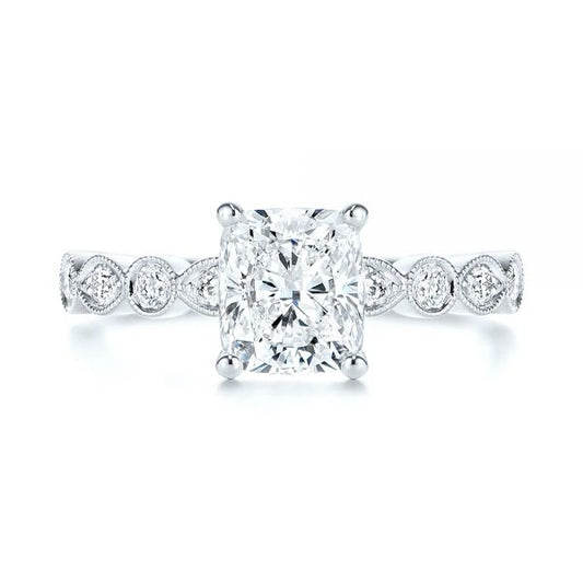 Cushion Cut Moissanite Hidden Halo Engagement Ring  customdiamjewel 10KT White Gold VVS-EF