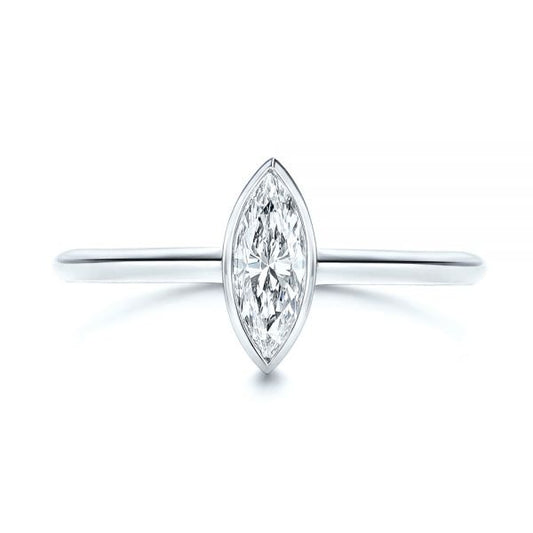 Marquise Cut Bezel Set Moissanite Engagement Ring  customdiamjewel 10KT White Gold VVS-EF