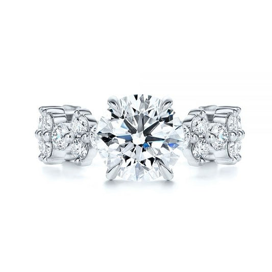 Round Cut Moissanite Cluster Engagement Ring  customdiamjewel 10KT White Gold VVS-EF